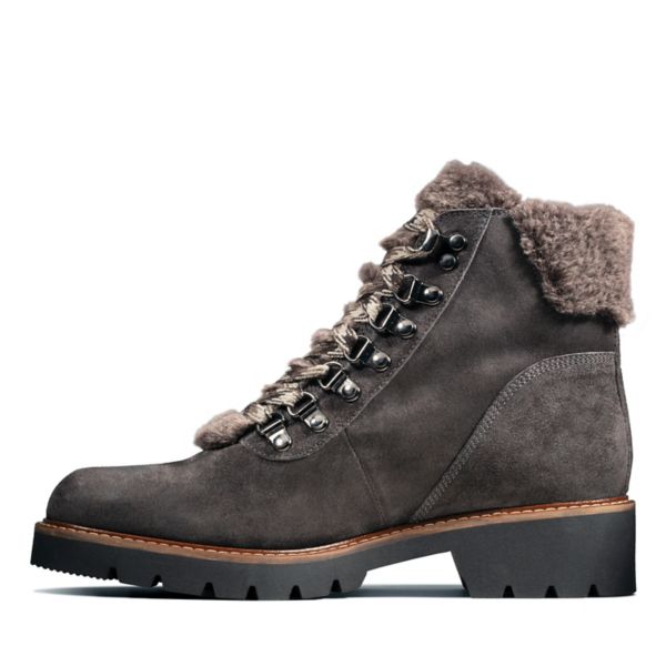 Clarks Womens Velma Hiker Ankle Boots Dark Grey | UK-4193657